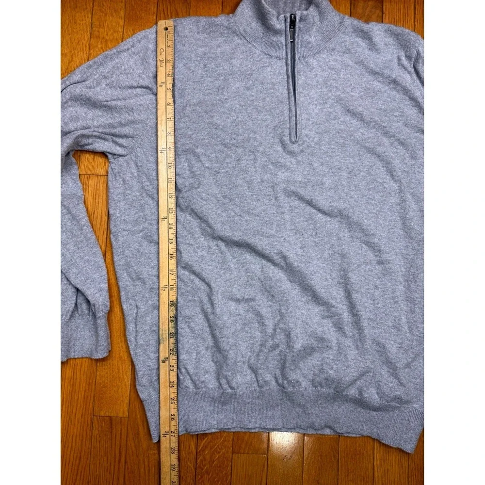 LL Bean Mens XL Gray Cotton Cashmere Quarter Zip Pullover Sweater 275298 Regular